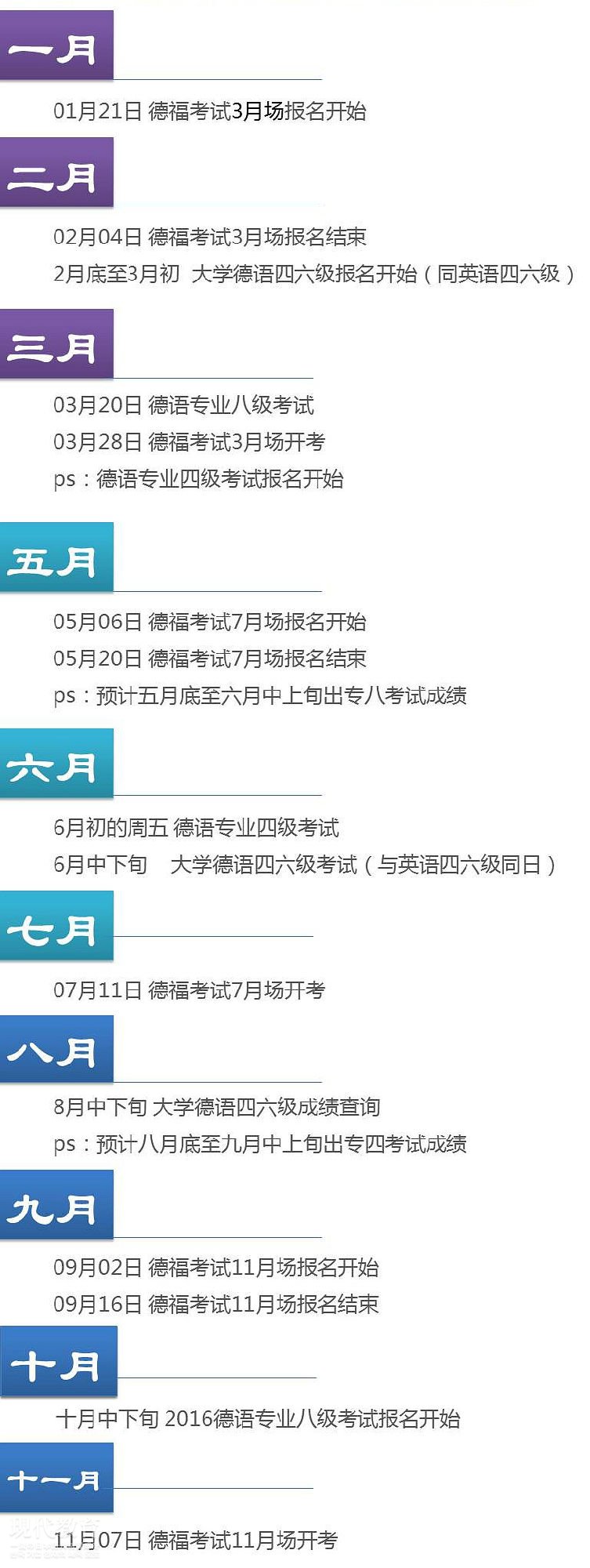 2015常见德语考试时间表